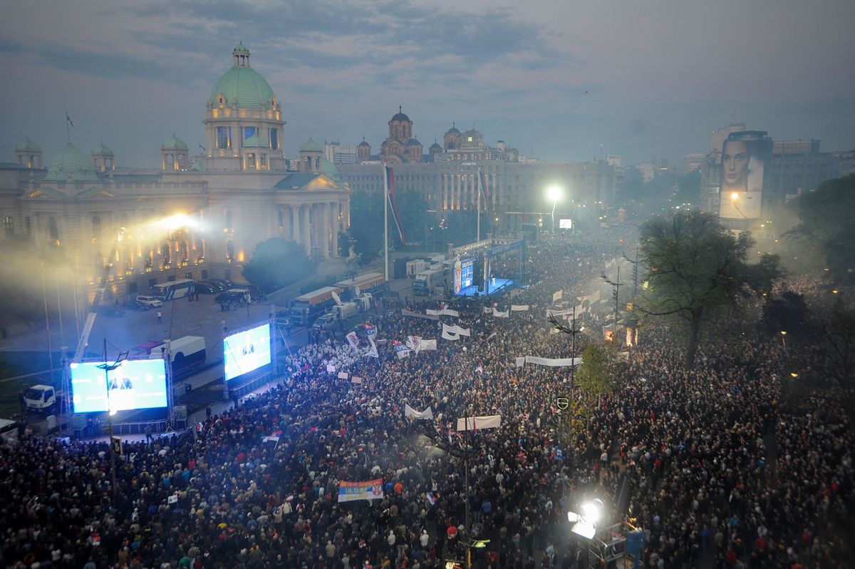 Obraćanje predsednika Vučića na skupu u Beogradu, u okviru kampanje 